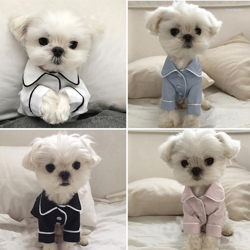 Hundkläder koreansk stil pyjamas lyxmode bekväma andningsbara skjortor för små hundar kattkläder husdjur leveranser fall