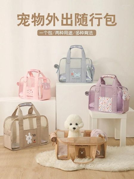 Ropa de perro estilo coreano bolso de hombro de mascotas gato transpirable fuera portátil y ligero
