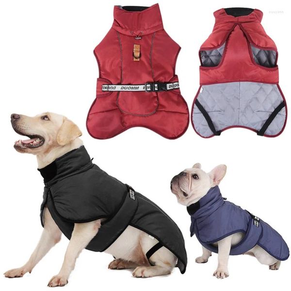 Appareils pour chiens Grands vêtements Vent épaissis pour animaux de compagnie chauds et moteur de chiot réfléchissant pug labrador