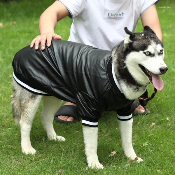 Vêtements de chien grande veste en cuir deux pieds vêtements chauds imperméables automne et hiver épais