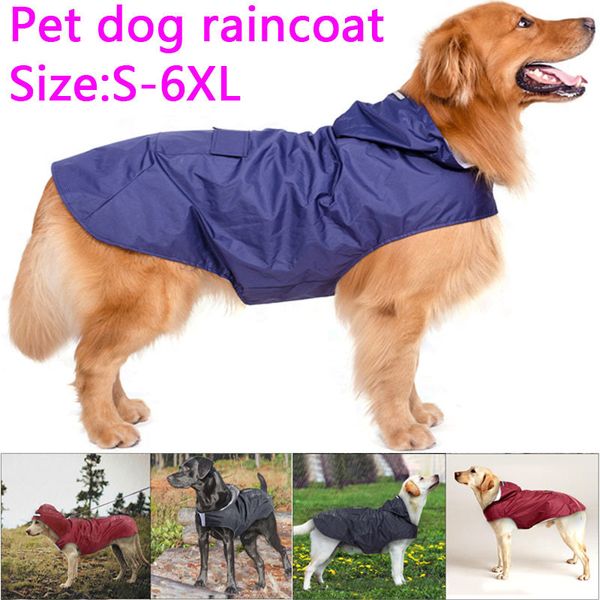 Appareils pour chiens grand animal de compagnie Face Raincoat Polyester Polyester Sécurité Réfléchissante Veste de pluie pour Golden Retriever Labrador Husky S6XL 230812