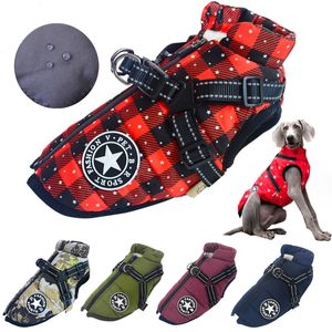 Vêtements pour chiens grande veste pour animaux de compagnie avec harnais hiver vêtements chauds pour Labrador imperméable grand manteau Chihuahua bouledogue français tenues 230329