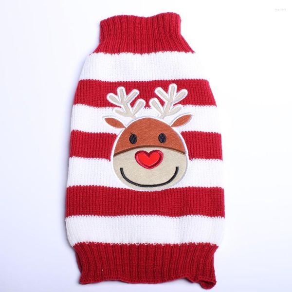 Ropa para perros Suéter de Navidad a rayas para mascotas grandes Jumper Reno Stanta Claus Sudadera con capucha Jersey Cachorro Abrigo Chaqueta Ropa de abrigo