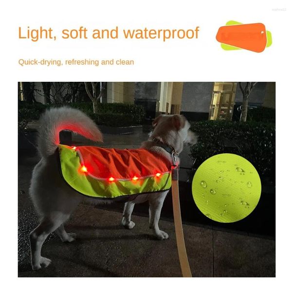 Ropa de perro Laroo Leno-Pet Luz al aire libre con chaleco reflectante impermeable de impermeabilidad de poncho Servicio de cachorros USB