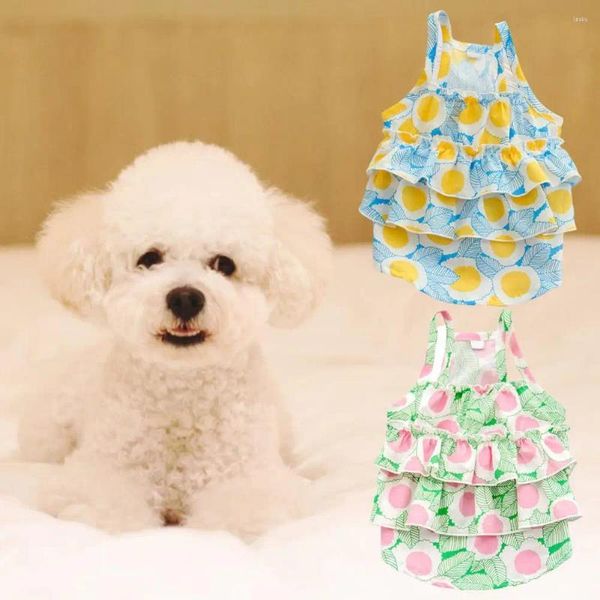 Ropa para perros Vestido de verano en capas Protector solar fino con volantes Lindo cabestrillo floral para chihuahua bichon caniche falda de cachorro