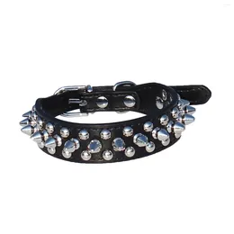 Hondenkledingleer Spiked bezaaid kraag 1 inch breed voor kleine/x-small rassen en puppy's (Black S: nek 6-8 inch)