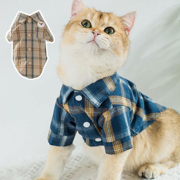 Vêtements pour chiens Vêtements de loisirs pour petits chiens Plaid Bear Cat Shirts Confortable Teedy Chihuahua Puppy Drop