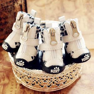 Vêtements de chien Chaussures d'impression léopard imperméables antidérapantes bottes de sport pour animaux de compagnie pour petits animaux chats automne hiver chaussures de neige 4pcs / lot drop ship