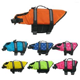 Vêtements de chien vie réfléchissante flottabilité améliorée poignée de sauvetage gilet de chiot réglable pour animaux de compagnie natation été