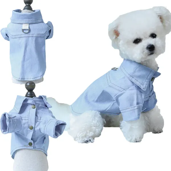 Vêtements pour chiens Chemise en denim bleu clair Manteau Vêtements pour animaux de compagnie Printemps Automne Chiot Chat Sweat-shirt T-shirt pour une petite veste en jean Chiwawa