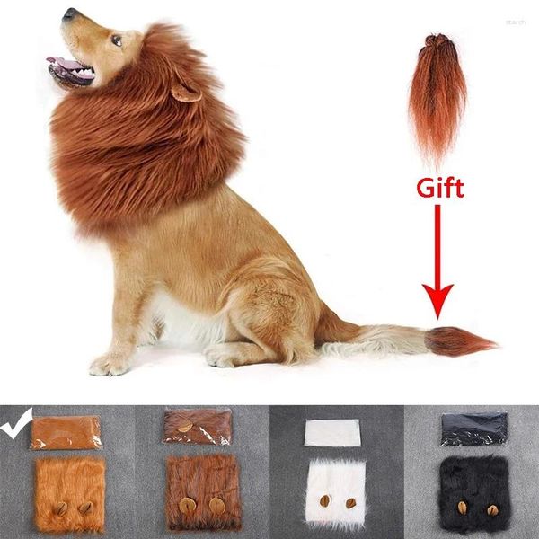 Ropa para perros peluca de león para perros grandes ropa de cosplay disfraz de transfiguración pelo cálido accesorios de fiesta de navidad invierno
