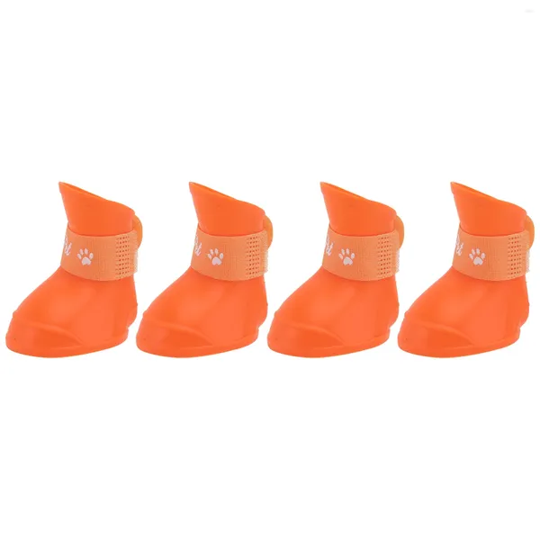 Ropa para perros Little Pet Puppy Cachorro antideslizante Lluvia Botas de nieve Colores de caramelo Zapatos impermeables de goma - Tamaño M (naranja)