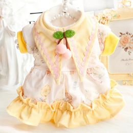 Vêtements de chien Lolita jupe vêtements robe dessin animé cerise chiens vêtements mignon petit animal de compagnie doux princesse costume automne hiver Ropa Para Perro