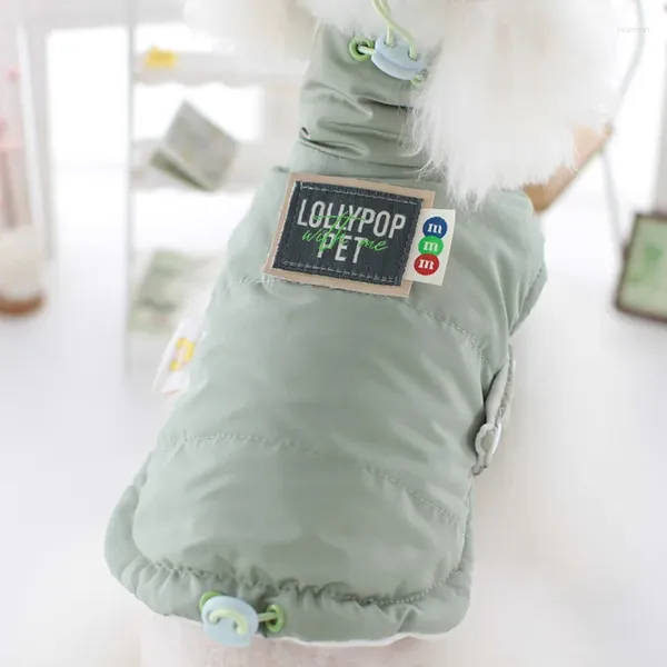 Vêtements pour chiens Lollipop Veste d'hiver en coton Bouton de traction chaud Collier haut de petite et moyenne taille
