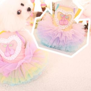 Ropa para perros Love Cherry Pettiskirt Ropa linda para mascotas Traje Vestido para cachorros Vestidos para niñas para perros pequeños Fresa de lujo