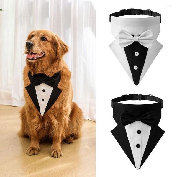 Ropa para perros Precioso esmoquin ajustable Pajaritas Accesorios para mascotas Corbata Corbata formal Saliva Toalla Collar