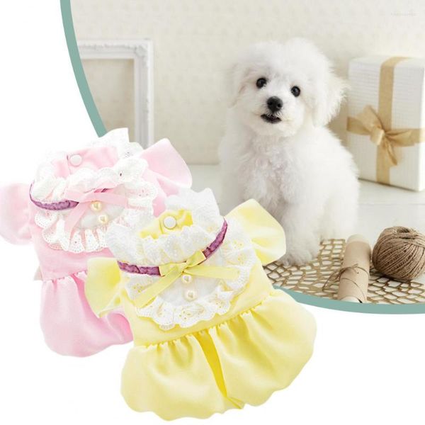 Ropa para perros Preciosa falda de criada Mano de obra fina Botón decorativo Cierre de verano Vestido para mascotas Ropa