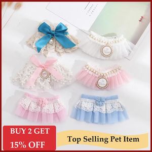 Ropa para perros Precioso velo de perlas Collares para mascotas para chihuahua Cordón rosa Perros pequeños Bandana Accesorios para el cuello Collar de fiesta Decoración Collar de gato