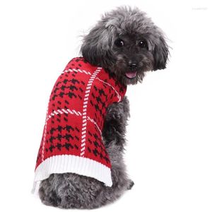 Hondenkleding Mooie warm rooster geruite kleine winterkleding huisdier gebreide kattenjas trui buiten voor grote xxs-xxl