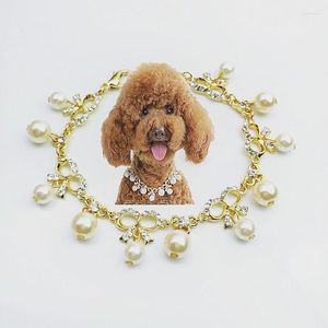 Hondenkleding Luxe parelketting voor honden Halsband Huisdieraccessoires Strasslegering Strik