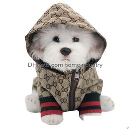 Vêtements pour chiens Lettres de créateurs de luxe imprimées Mode Cowboy Denim Sweats à capuche Chats Chiens Animaux Vestes Sports de plein air Casual Animaux Manteaux Cl Dhaoj