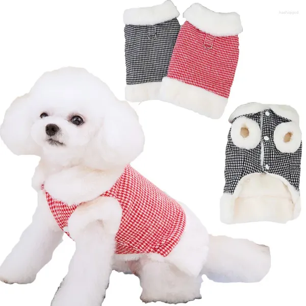 Vêtements pour chiens Manteau de fourrure de luxe Hiver Rouge Noir Plaid Vêtements pour animaux de compagnie Vêtements pour petits chiens Chiwawa Veste à manches courtes pour chiot XL