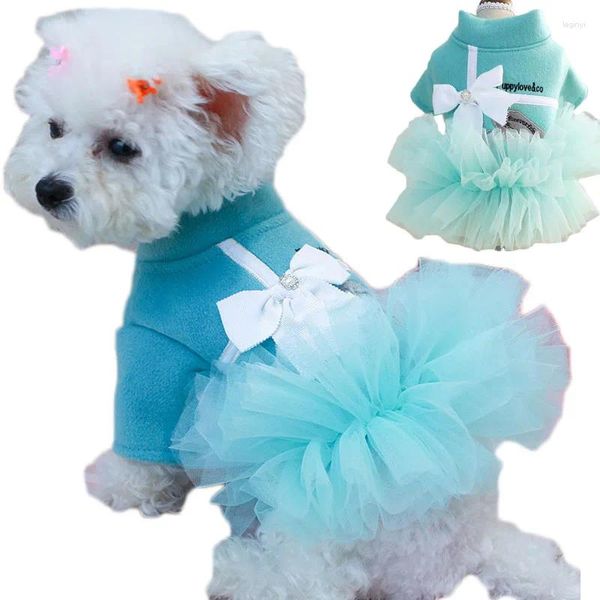 Ropa para perros Chaqueta de lujo Ropa Princesa Vestido de niña Abrigo Invierno para perros pequeños Disfraz Tul Tutu Falda Arco Yorkie Mascotas Trajes