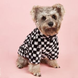 Vêtements de chien de luxe vêtements chauds manteau d'hiver bouledogue français peluche chiot veste mode noir blanc plaid petits chiens moyens 230914