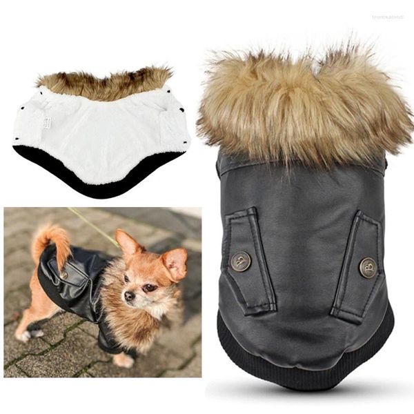 Vêtements pour chiens vêtements d'hiver de luxe veste en cuir rembourré étanche pour petits chiens moyens chauds