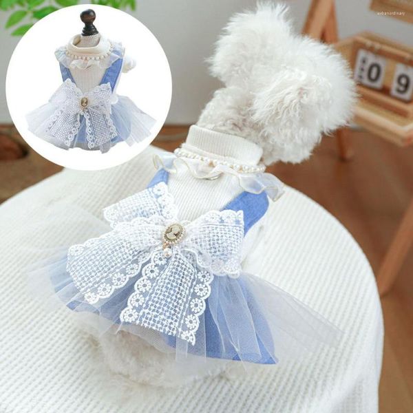 Ropa para perros Vestido para mascotas lavable a máquina Fácil de poner Princesa encantadora con decoración de perlas simuladas Fácil de usar para perros