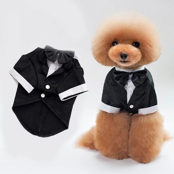 Vêtements pour chiens Vêtements pour hommes Vêtements pour garçons Costume Tuxedo Manteau Veste Chiot Robe de mariée pour animaux de compagnie Petit Costume Chihuahua Costume Noir Fête 231009