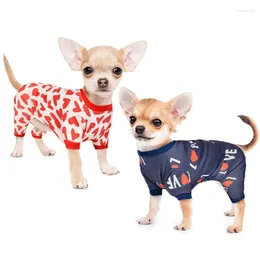 Vêtements pour chiens Pyjamas pour hommes Onesies Comfy Stretchy Heart Print Puppy PJS Coton Pet Combinaison Vêtements pour petits chiens Yorkie Chihuahua Beagle