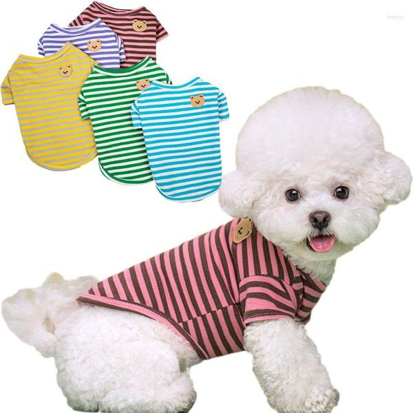 Vêtements pour chiens maille vêtements pour animaux de compagnie sweats à capuche été chiot chat vêtements fines bandes t-shirt sweat pour petits chiens pull costumes teckel