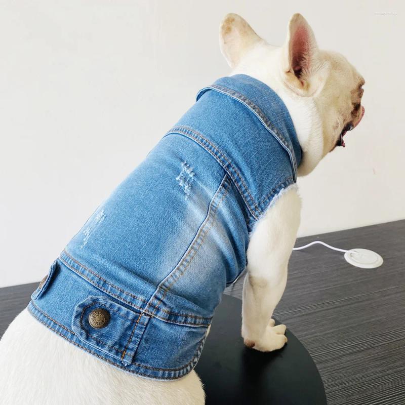 Hundebekleidung Mikroelastizität Denim Stoff Weste Blank Jeans Jacke für Chihuahua Pudel Shih Tzu Welpen Kleidung Kleine Hunde Haustier