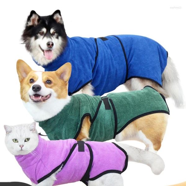 Ropa para perros Albornoz de microfibra para secar rápidamente la toalla de baño de agua de absorción Cat Hood Producto de aseo para mascotas