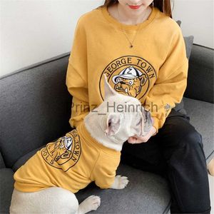 Hond Kleding Miflame Hond Bijpassende Eigenaar Set Familie Honden Kleding Franse Bulldog Pug Cartoon Print Kleine Honden Hoodies Casual Huisdier Hond Sweatshirt J230727