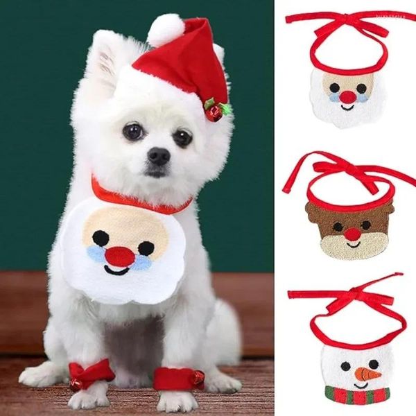 Ropa para perros Mini gato mascota Linda Navidad Saliva Toalla Elk Muñeco de nieve Patrón Vestido Exquisito Pañuelo Suministros de vestir