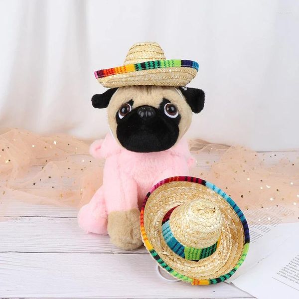 Ropa para perros mini mascota perros sombrero de paja fiesta playa decoración del hogar pescador de juguete