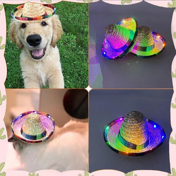 Vêtements de chien mini paille chapeaux sombrero mexicain charmant chapeau de soleil drôle de fête pour animaux de compagnie prop propuls pour chien / chiot / chat / kitty