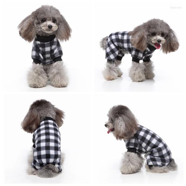 Ropa para perros pijama de mascotas a cuadros múltiples sudadera con capucha de otoño/invierno chihuahua