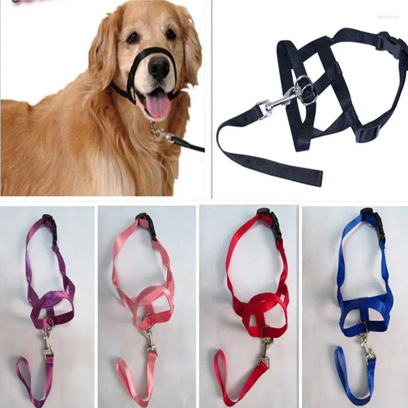 Dog Apparel Muzzle Halter Training Leash Leader Belt Mouth For Small Large Dogs No Pull Bite Straps Soild Gentle Harness