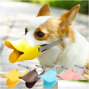 Hondenkleding Snuit Sile Duck Masker Voor Honden Anti Bijten Stoppen Met Blaffen Kleine Grote Mond Snuiten Accessoires Latex Drop Delivery Thuis G Dh7C5