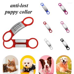 Ropa para perros Placa de identificación Collar de gato Nombre de identificación de mascota Accesorio antipérdida Rectángulo deslizante Etiqueta personalizada Acero inoxidable