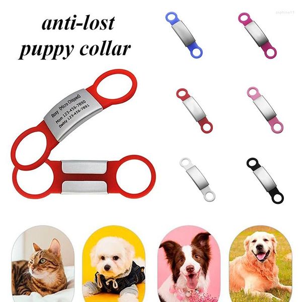 Ropa para perros Placa de identificación Collar de gato Nombre de identificación de mascota Accesorio antipérdida Rectángulo deslizante Etiqueta personalizada Acero inoxidable