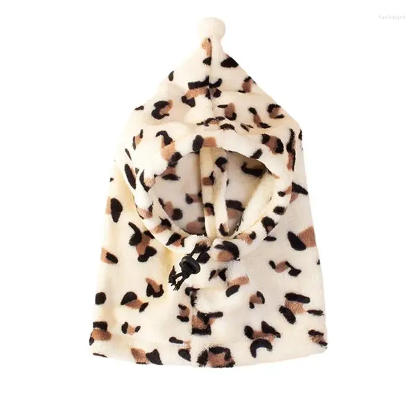 Ropa para perros Cuello Calentador Leopard Head Wrap para perros Clima frío Gear Snood Cat Chinchilla Fiesta Navidad