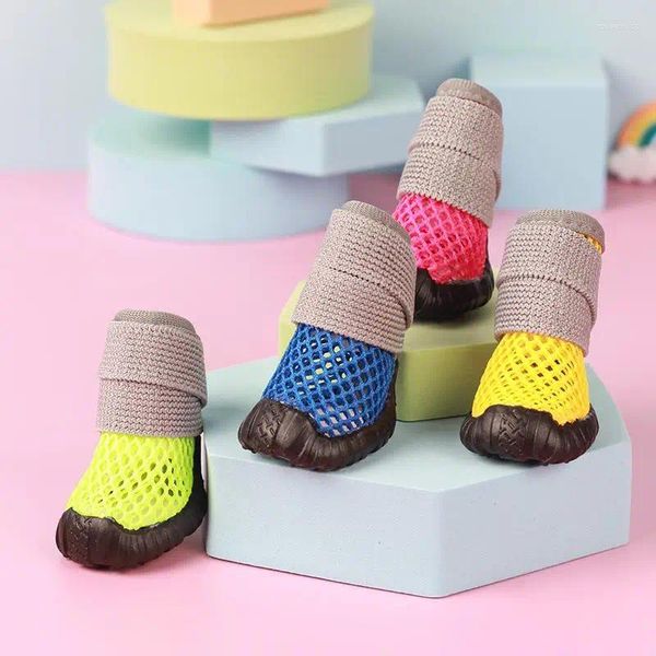 Vêtements de chien Net Chaussures Été Respirant Petites sandales pour Chihuahua Teddy Marche en plein air Bottes de pluie à semelles souples