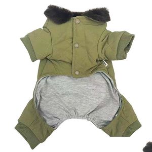 Vêtements pour chiens Nouveau chien vêtements petit manteau de coton coréen en gros transfrontalier animal de compagnie résistant au froid quatre pieds épaissi vêtements d'hiver Drop Del Dhpaw