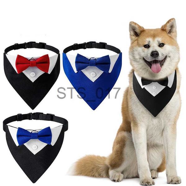 Vêtements de chien Nouveau Formel Pet British Mariage Costume Gentleman Écharpe Bow Tie Collier Chien Triangle Serviette Saliva Serviette Pet Décoration Accessoires x0904