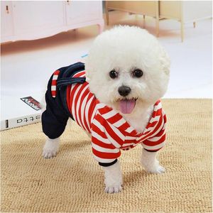 Vêtements pour chiens agréables vêtements pour animaux de compagnie mignons et confortables ours rayé mode sangle de chat jupe en jean Yorkie Chihuahua robes