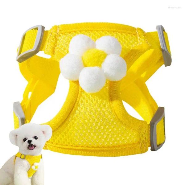 Vêtements pour chiens sans traction harnais jaune réglable sans pull gilet d ring hook chat mous